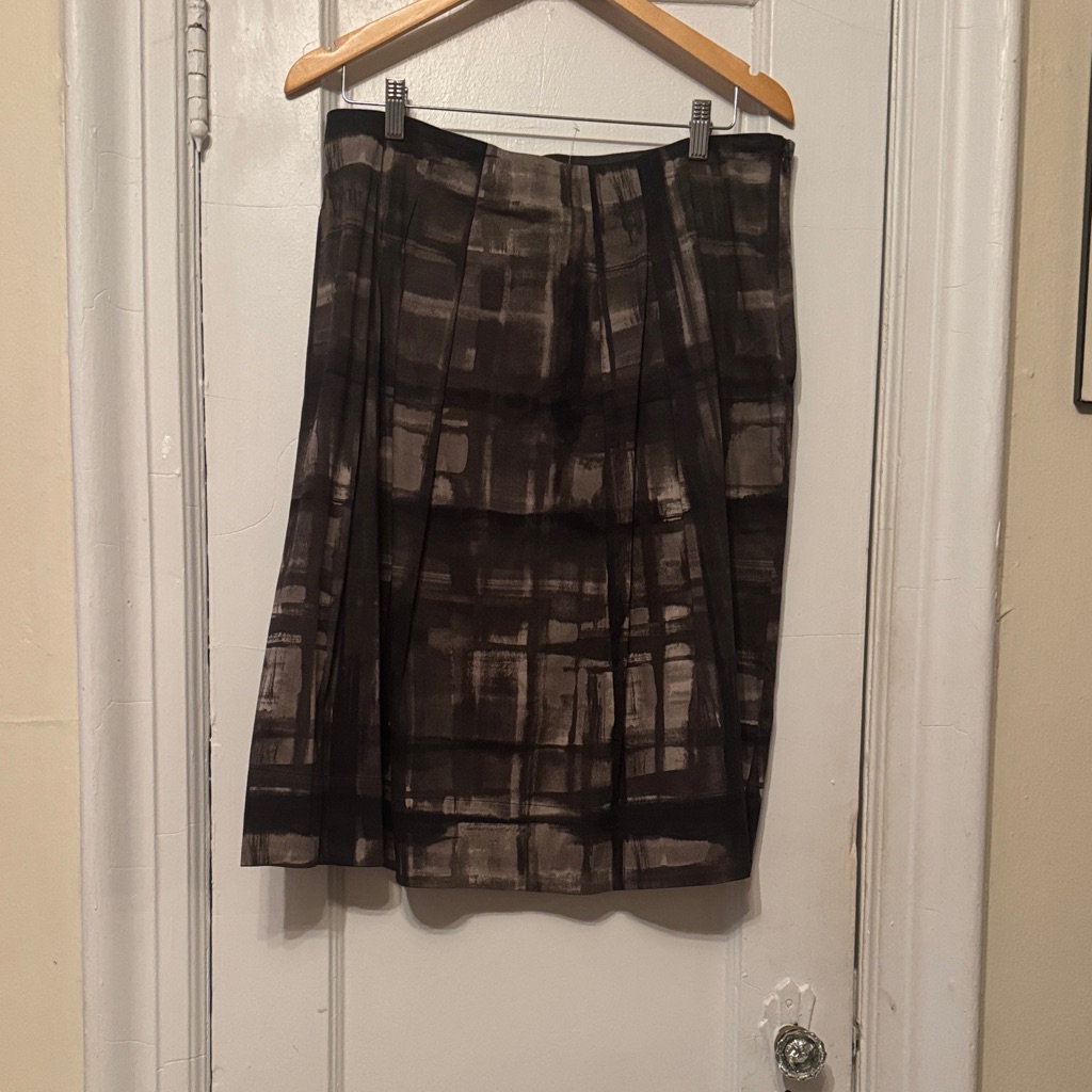 Weekend Max Mara Black And Gray Checkered A-Line Skirt